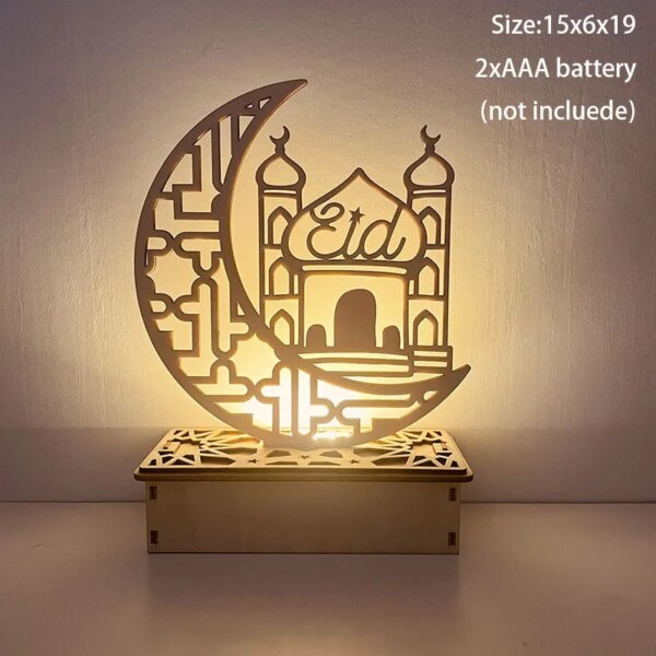 Veilleuse Coranique en bois EID Mubarak, décoration du Ramadan pour la maison