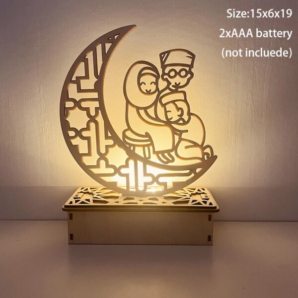 Veilleuse Coranique en bois EID Mubarak, décoration du Ramadan pour la maison