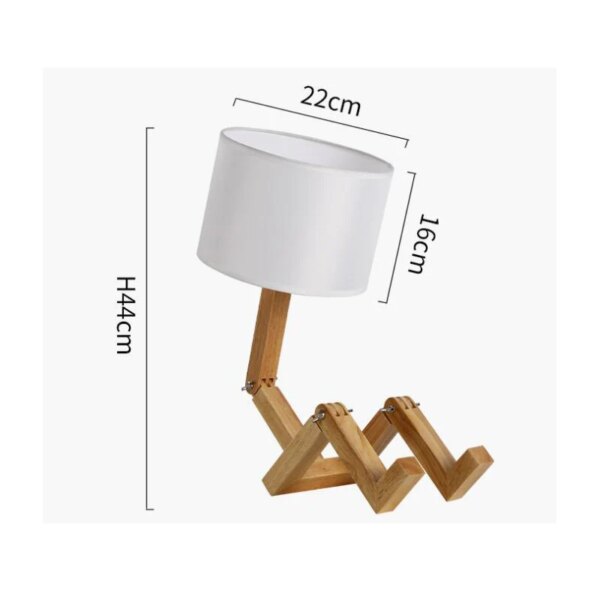 Lampe de Table en bois en forme de Robot, support E27