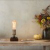 lampe de Table industrielle Vintage E27, support en Bronze avec support en bois