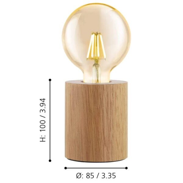 lampe rétro E27 en bois Antique, lampe de Table avec interrupteur en fil de fer