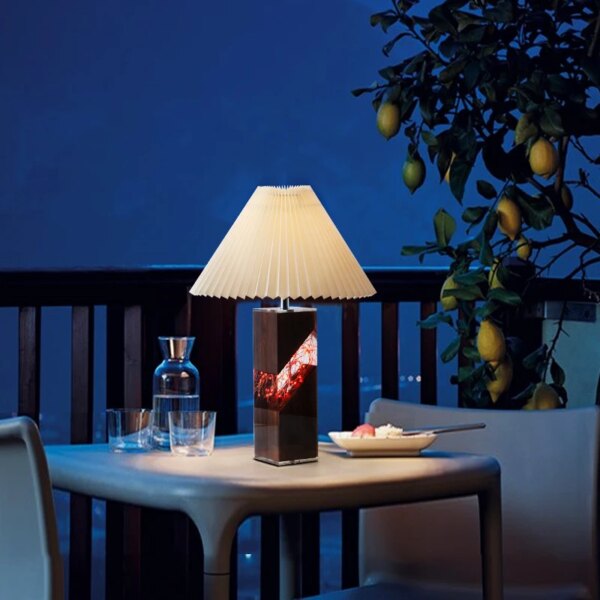 Lampe de Table en bois plissée en noyer, style nordique, Vintage