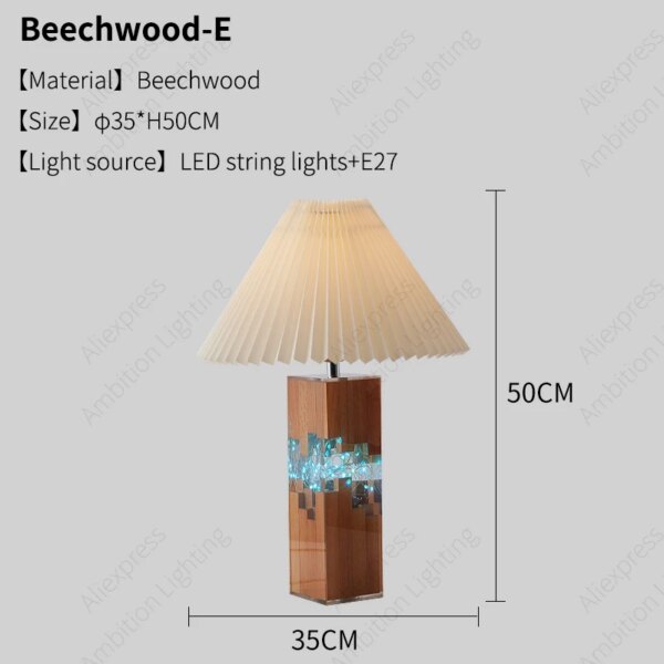 Lampe de Table en bois plissée en noyer, style nordique, Vintage