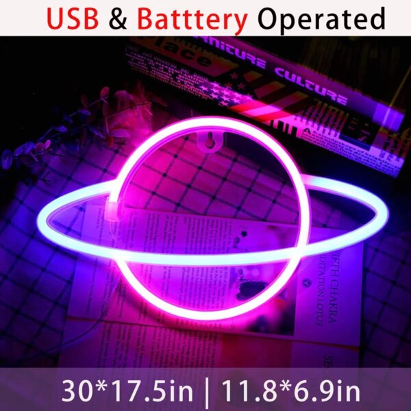 Panneau néon LED astronaute planète vaisseau spatial, lumière pour chambre à coucher