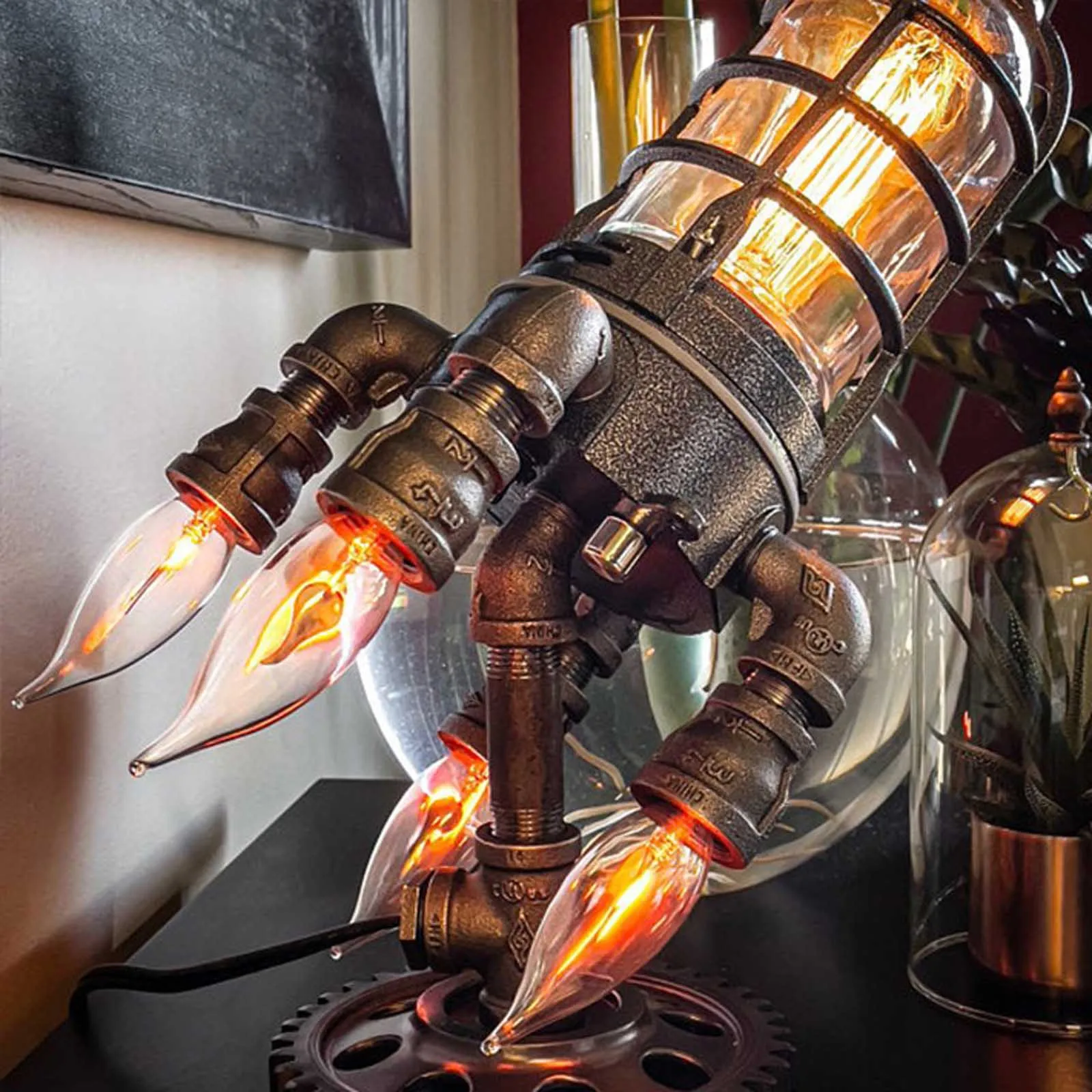 Vintage forme lampe de — Lampe Vintage en forme de bateau de fusée, style Steampunk industriel | belleveilleuse.fr