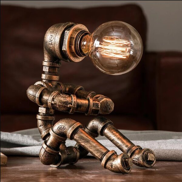 Lampe de Table rétro, style américain, Steam Punk, Robot industriel