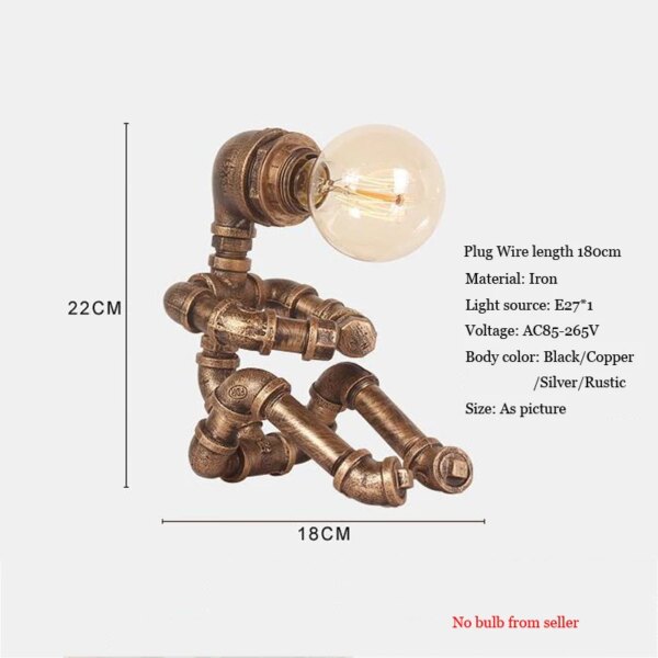 Lampe de Table rétro, style américain, Steam Punk, Robot industriel