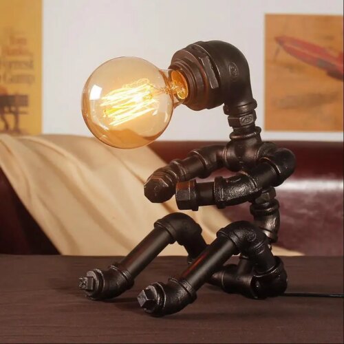 14706-c3d1c6.jpg Lampe de Table rétro, style américain, Steam Punk, Robot industriel