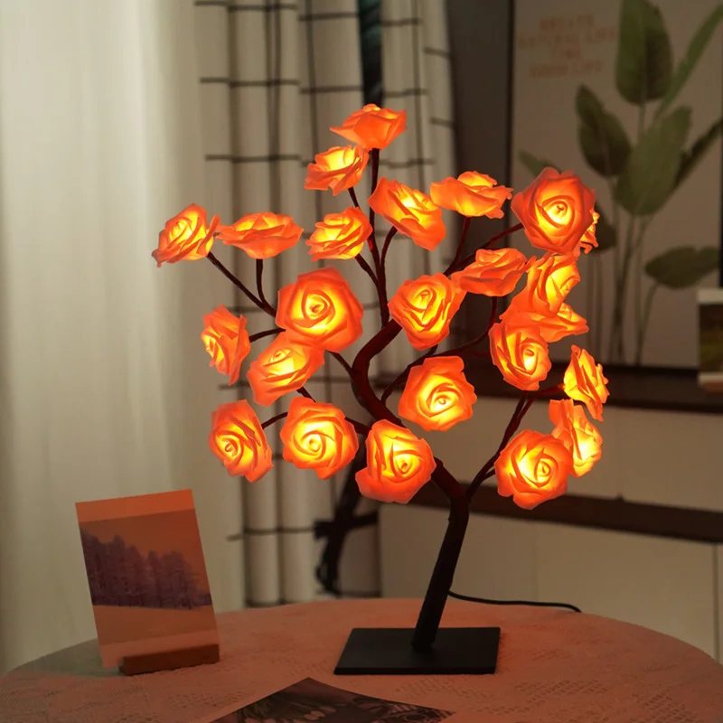 Lampe forme veilleuse adulte — Lampe LED en forme de Rose avec port USB, luminaire décoratif d'intérieur | belleveilleuse.fr