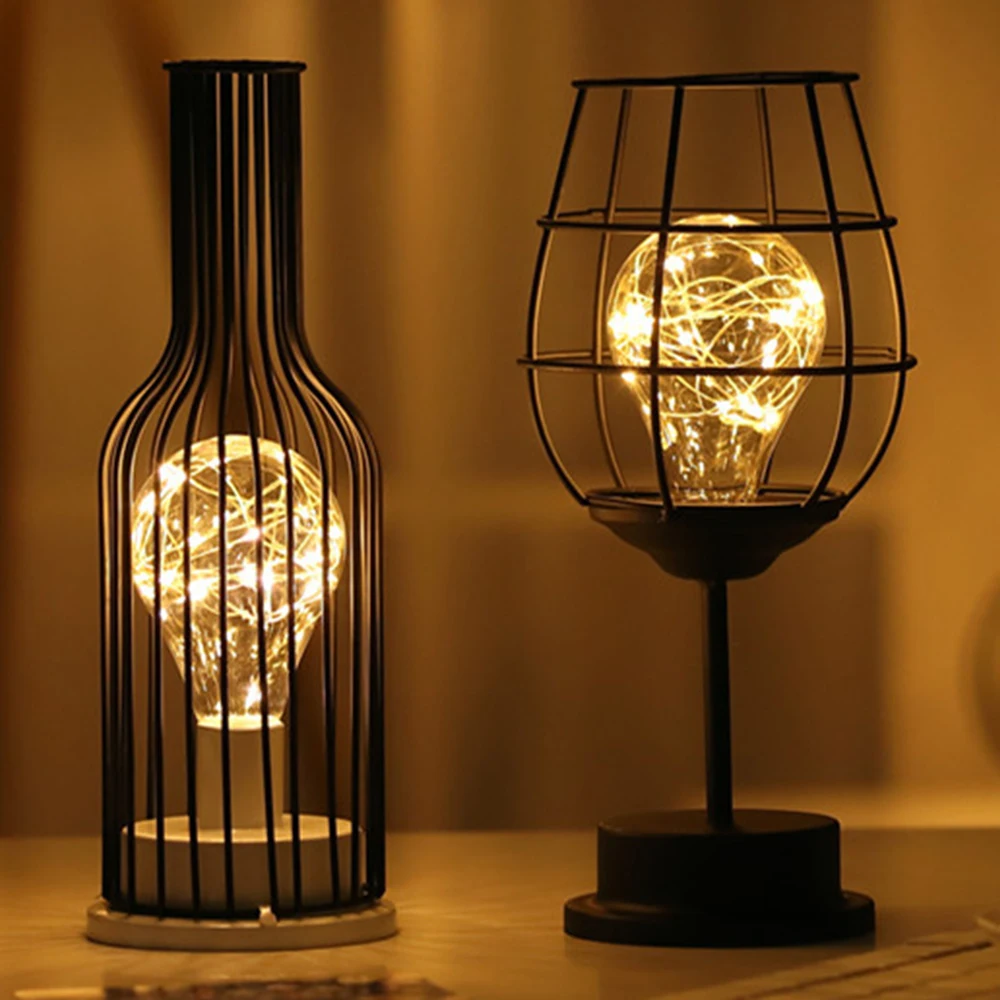 Table creuses lampe de — Lampe de Table creuses en fer créatives, lumière chaude | belleveilleuse.fr