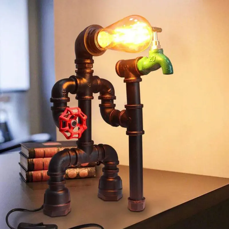 lampe de chevet fer — Lampe de bureau en Tube de fer créative à Led