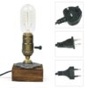 Lampe de Table en bois Vintage, lampe de bureau en fer industriel