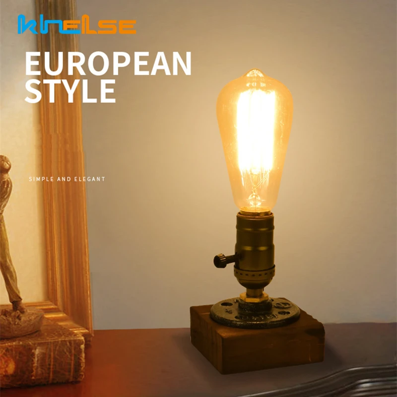 Table bois lampe de — Lampe de Table en bois Vintage, lampe de bureau en fer industriel | belleveilleuse.fr