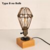 Lampe de Table en bois Vintage, lampe de bureau en fer industriel