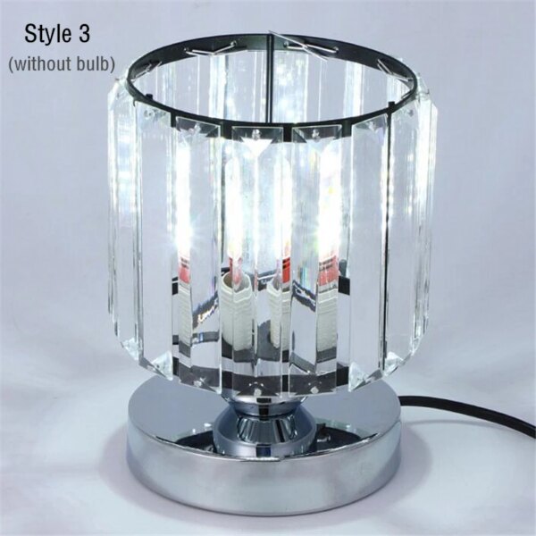 Lampe de Table en cristal blanc chaud avec interrupteur à bouton