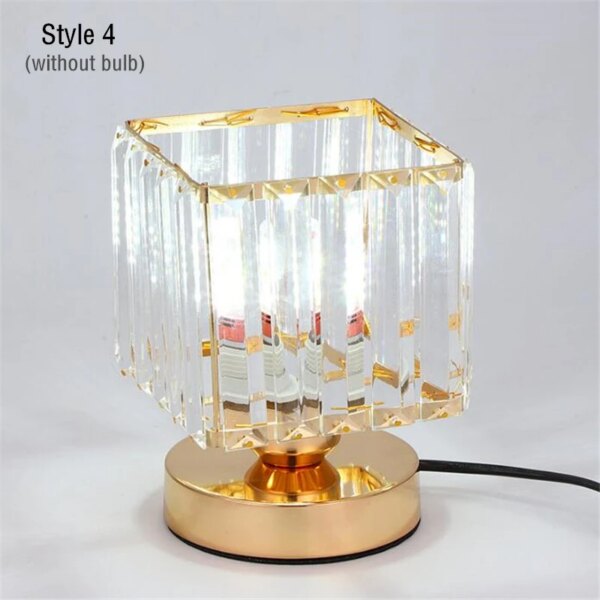 Lampe de Table en cristal blanc chaud avec interrupteur à bouton