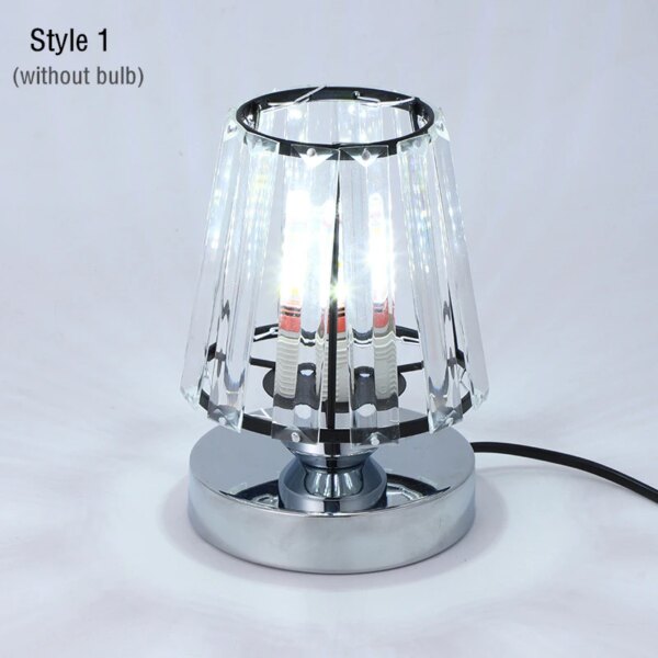 Lampe de Table en cristal blanc chaud avec interrupteur à bouton