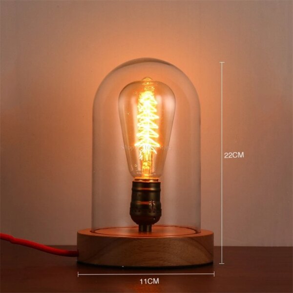 Lampe de Table rétro en bois et verre, Art déco