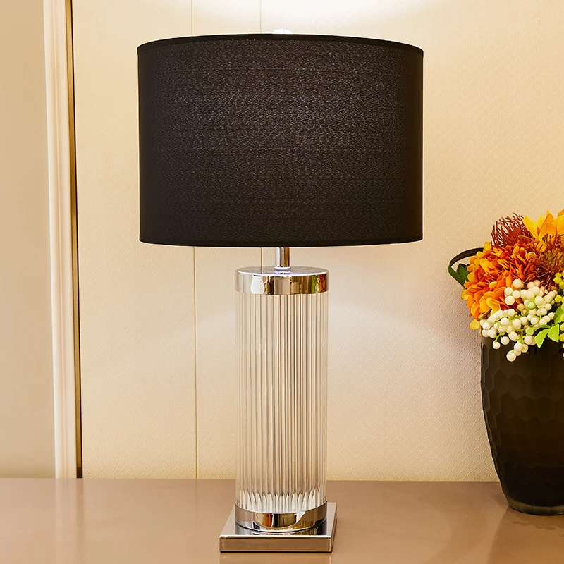 lampe de Table en verre transparent, en acier inoxydable
