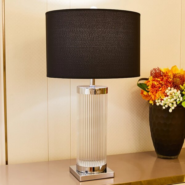 15797-74b103.jpg lampe de Table en verre transparent, en acier inoxydable