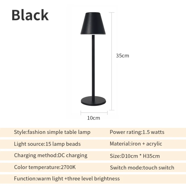 Lampe lecture Led tactile Rechargeable sans fil avec Port Usb