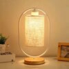 Lampe de chevet en bois de Style chinois, luminaire décoratif de chevet en tissu Vintage
