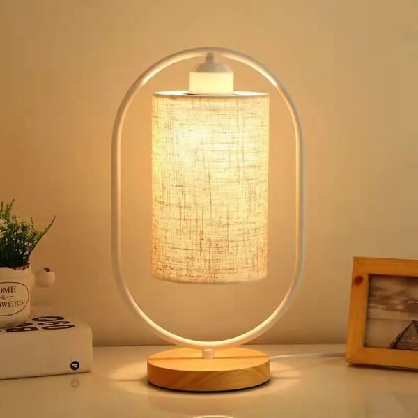 Lampe de chevet en bois de Style chinois, luminaire décoratif de chevet en tissu Vintage