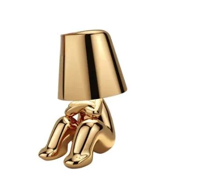 Lampe Design Petit Bonhomme Doré, Style Penseur Art Déco Italien