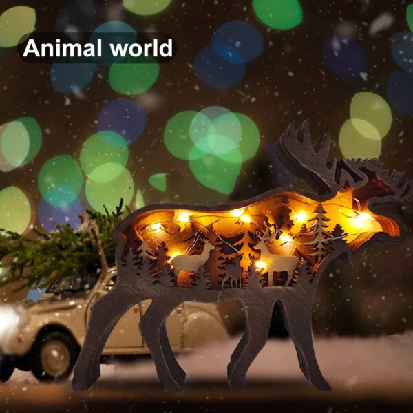 Statue en bois de loup, Totem, Animal léger, créatif, décoration de bureau, maison, artisanat, cadeau de noël