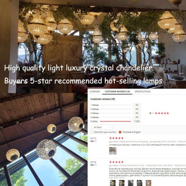 Lustre Led en cristal au design moderne rétro Vintage