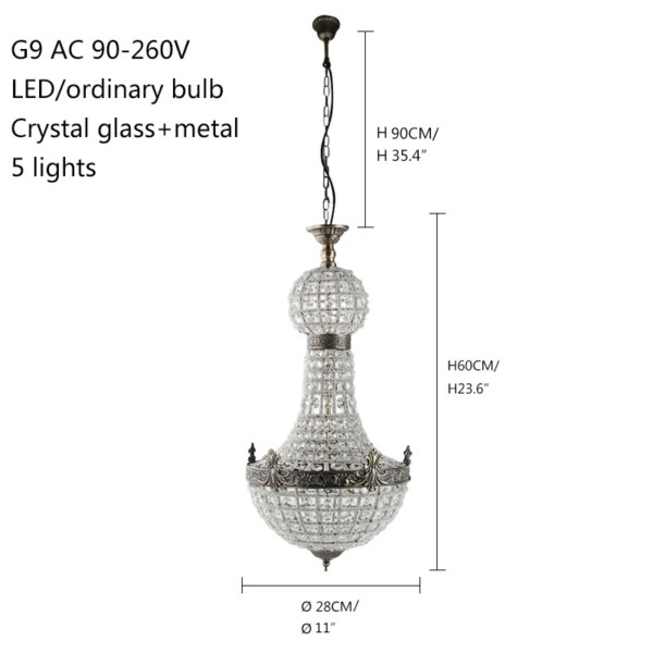 Lustre Led en cristal au design moderne rétro Vintage