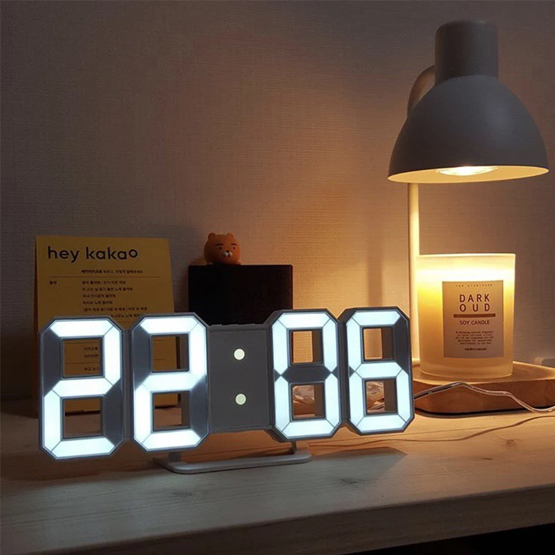 reveil veilleuse Numérique 3D LED, Horloge Murale Suspendue