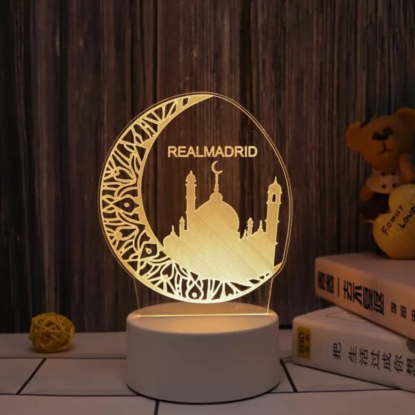 Lampe 3D Coranique avec alimentation USB pour aïd Mubarak