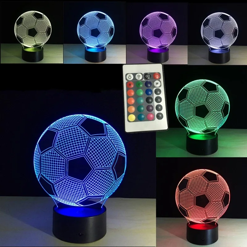 Veilleuses forme veilleuse adulte — Veilleuses en forme de ballon de Football 3D, lampe LED à 7 couleurs changeantes pour les Fans de Football | belleveilleuse.fr