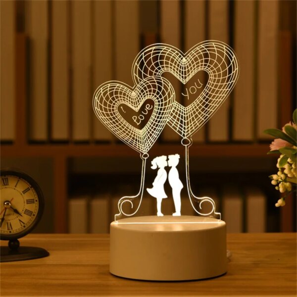 lampe 3d en acrylique, cadeau de saint-valentin, romantique, amour, pour la maison