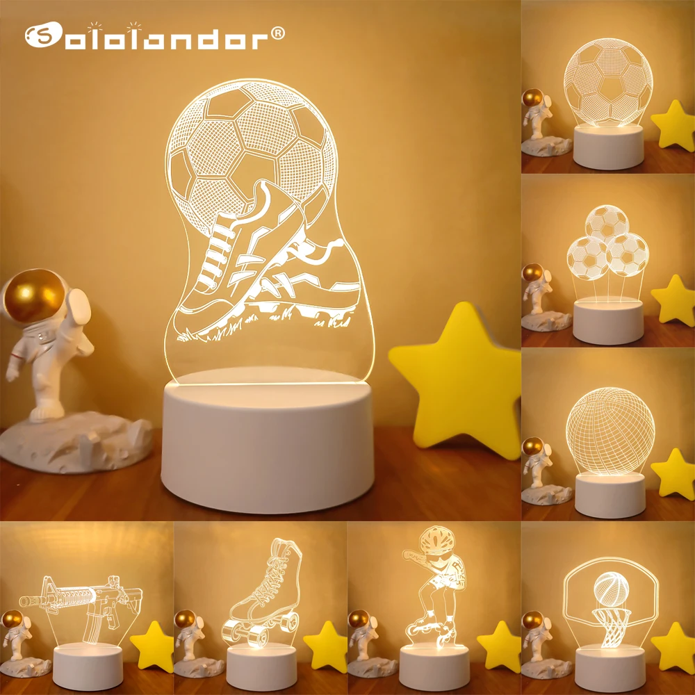 lampe 3d pour le Football et le basket-ball, lumière de nuit visuelle pour le sport