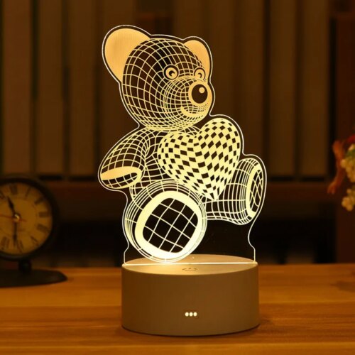 Veilleuse 3D LED pour enfants, lampe de chevet de Table créative, romantique