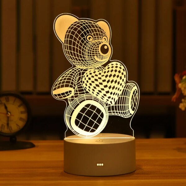 Veilleuse 3D LED pour enfants, lampe de chevet de Table créative, romantique