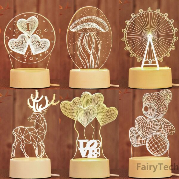 Lampe Led 3D romantique en acrylique avec signe d'amour, luminaire décoratif d'intérieur