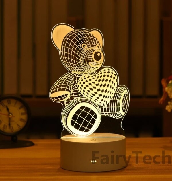 Lampe Led 3D romantique en acrylique avec signe d'amour, luminaire décoratif d'intérieur