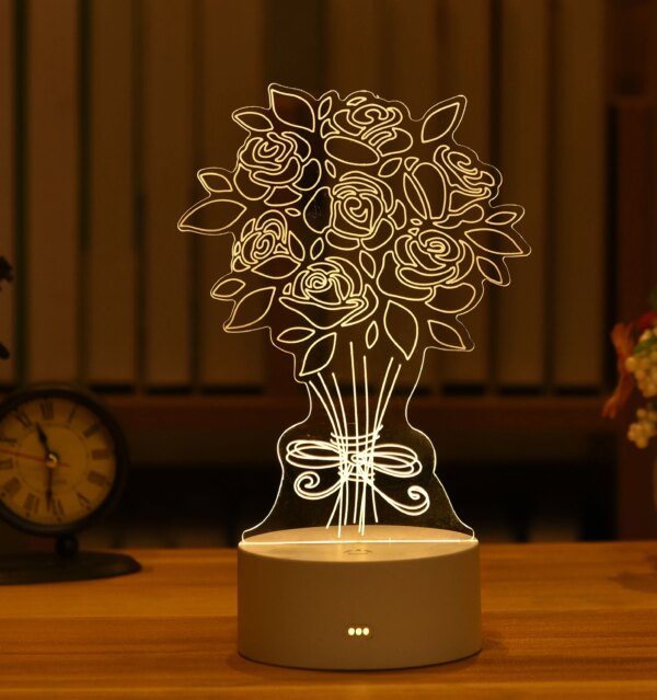 Lampe LED 3D en acrylique, veilleuse pour enfants, ours, dinosaure, pour chambre à coucher