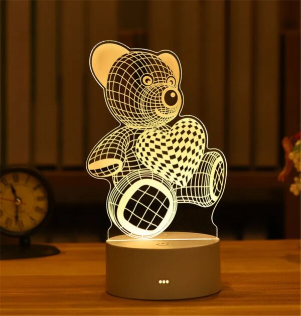 Lampe Led 3D en acrylique avec signe d'amour romantique, luminaire décoratif d'intérieur