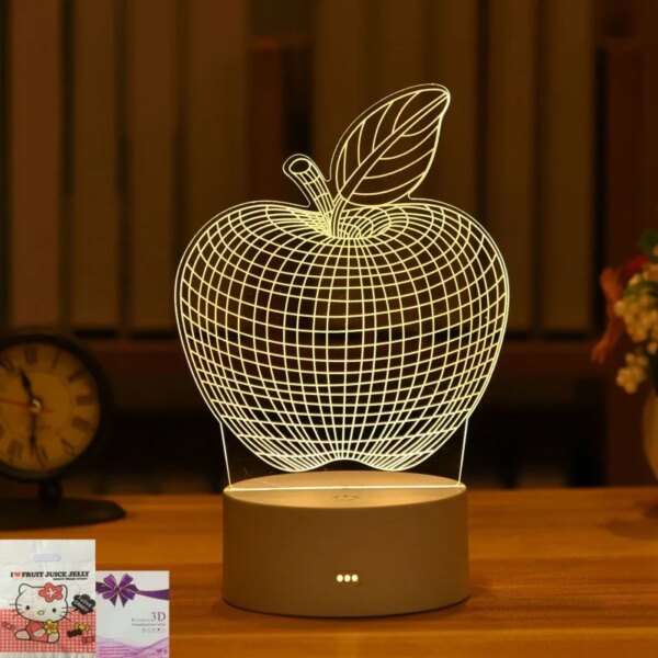 Lampe LED 3D en forme de cœur, romantique, en acrylique, luminaire décoratif d'intérieur