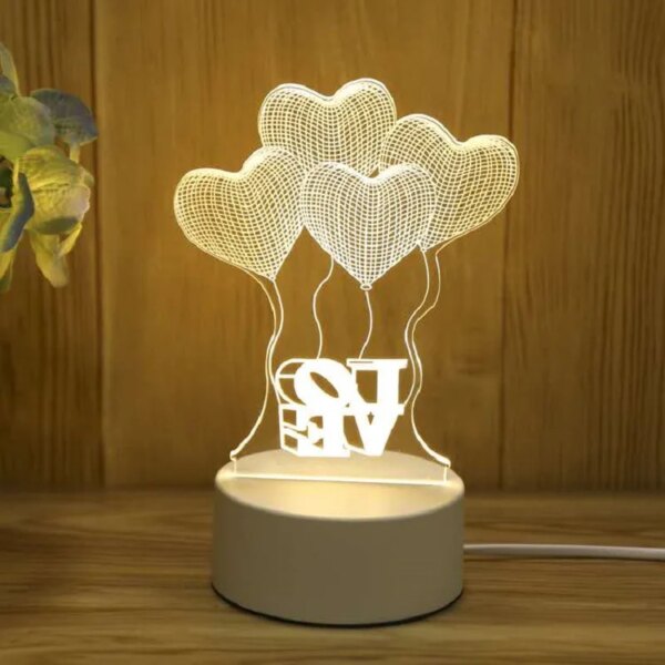 Lampe Led 3D en acrylique, romantique, amour, pour la maison, veilleuse pour enfants
