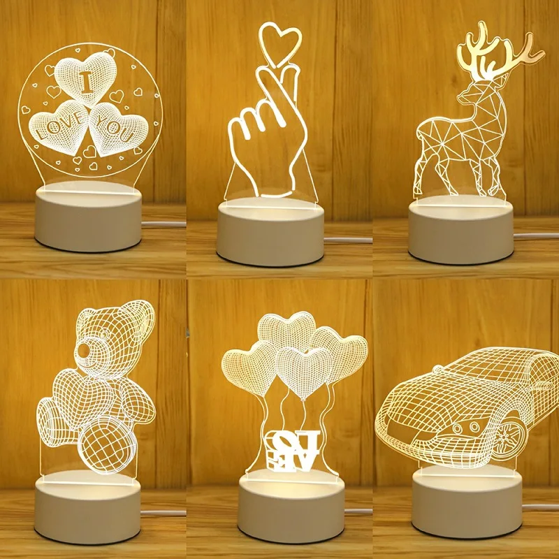 Lampe acrylique veilleuse enfant — Lampe Led 3D en acrylique, romantique, amour, pour la maison, veilleuse pour enfants | belleveilleuse.fr