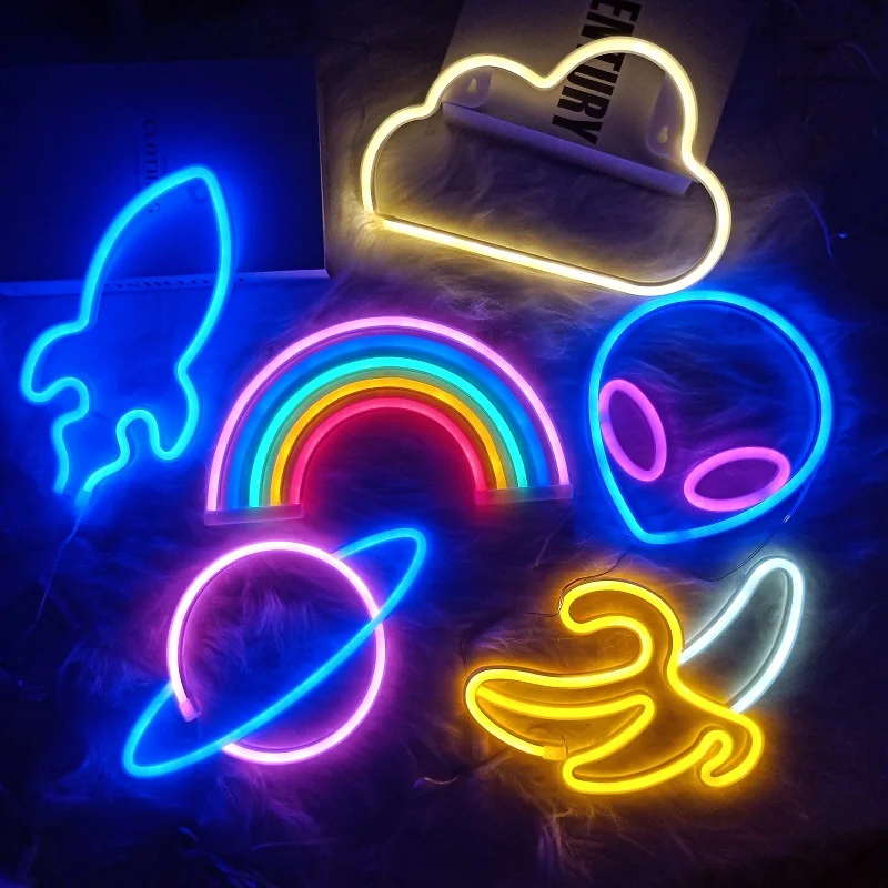 Néon décoration guirlande lumineuse — néon Led pour la décoration de la maison, signe de planète, foudre | belleveilleuse.fr