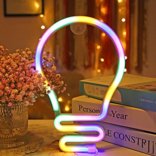 néon en forme d'ampoule, luminaire décoratif d'intérieur