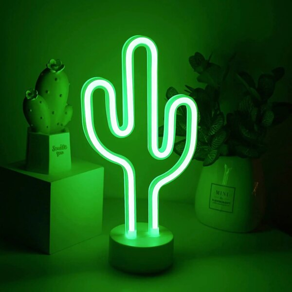 néon Signe  Cactus à piles aaa ou USB, lumières Led féeriques
