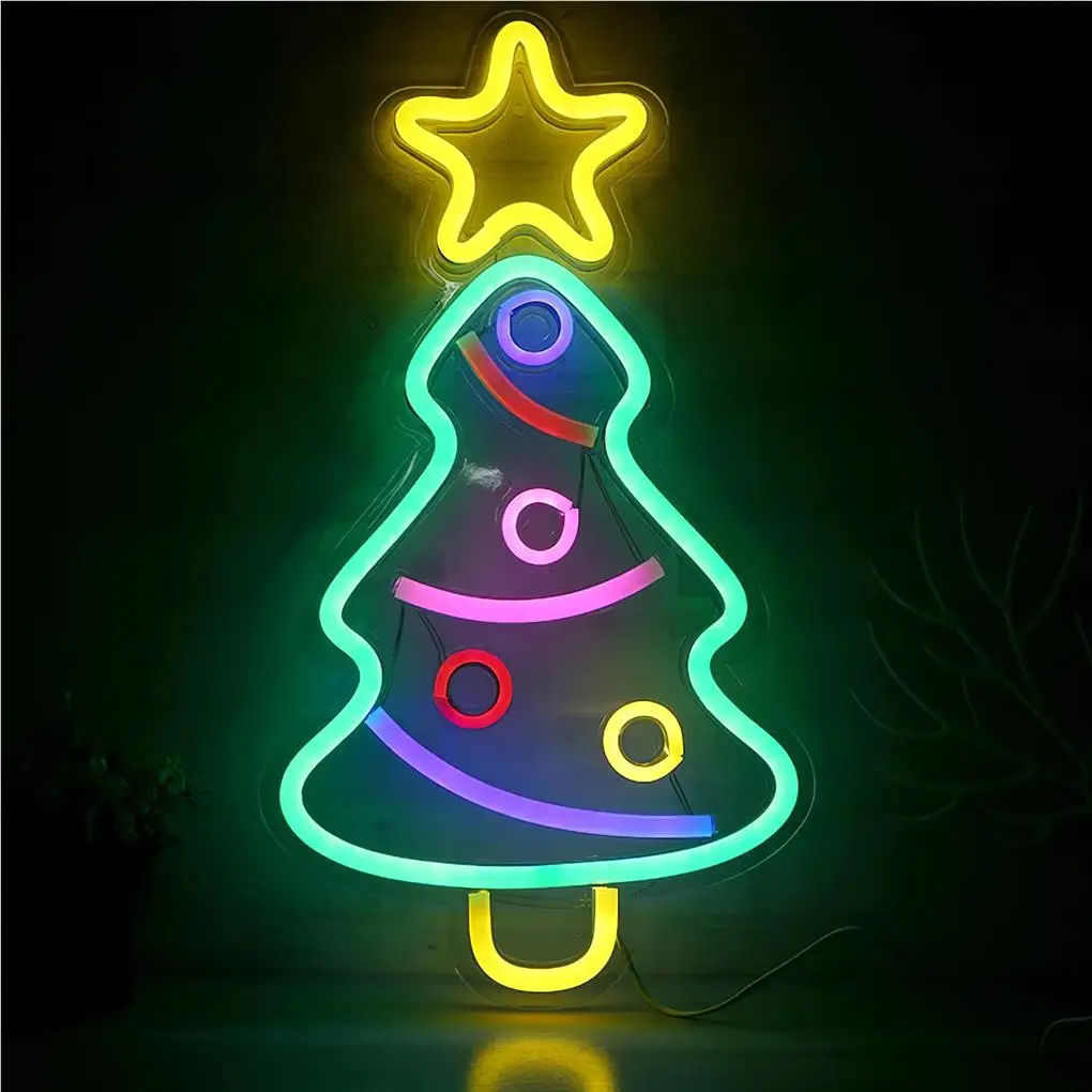 Néon enseignes guirlande lumineuse — Néon Enseignes lumineuses au néon pour arbre de noël, alimenté par USB | belleveilleuse.fr