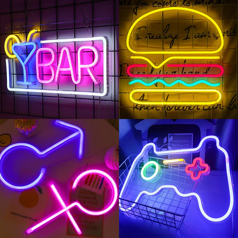 néon mural décoratif — néon mural LED USB et batterie, luminaire décoratif d'intérieur